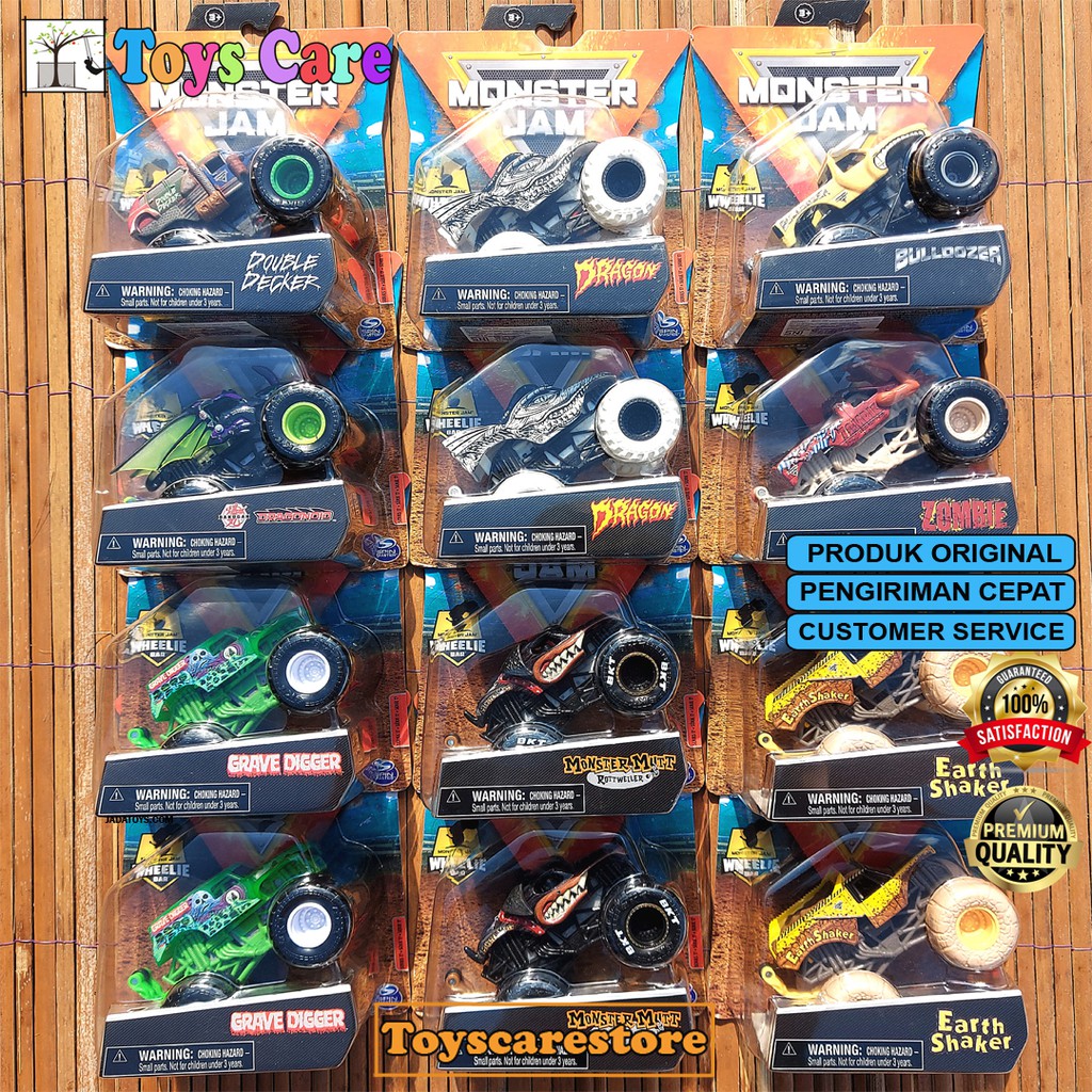 HOTWHEELS SPIN MASTER GROSIR DUS KARTON MONSTER JAM TRUCK TRUCKS SEGEL SNI 12 PCS - GRABE DIGGER DRA