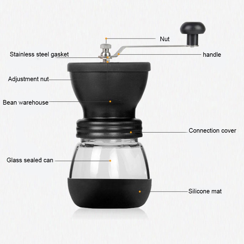 Alat Penggiling Kopi Manual Coffee Grinder 9.2 x 16 cm - Black