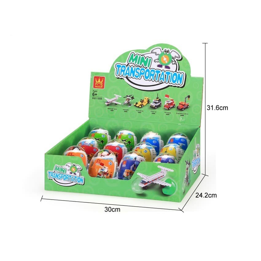 Mini Transportation Capsule Egg 12 in 1 Box - Building Block Lego Brick
