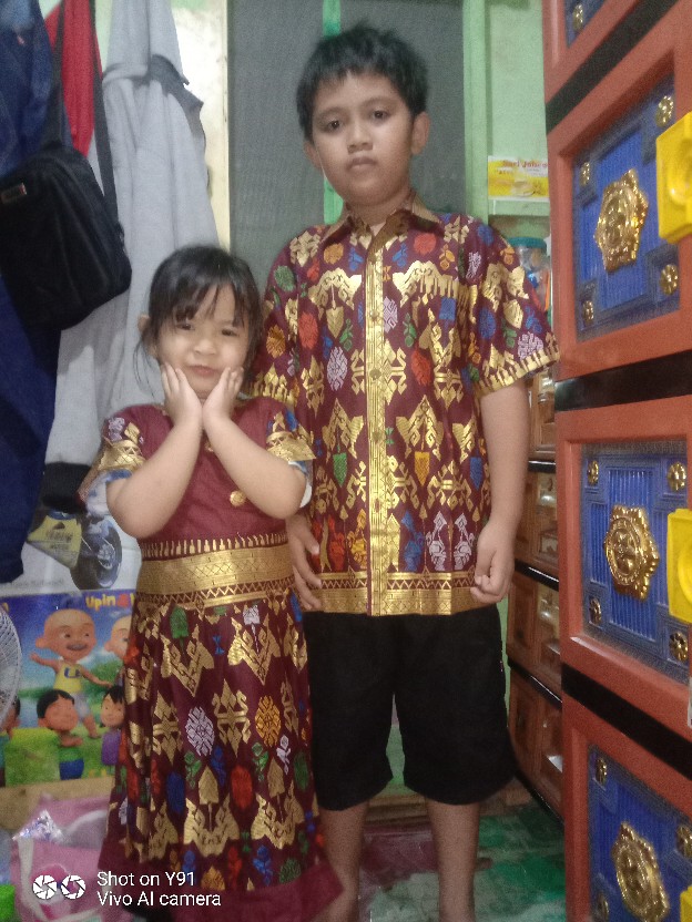 Qnunbatik Sarimbit/couple Batik Anak Dress/kemeja Santika Prodo