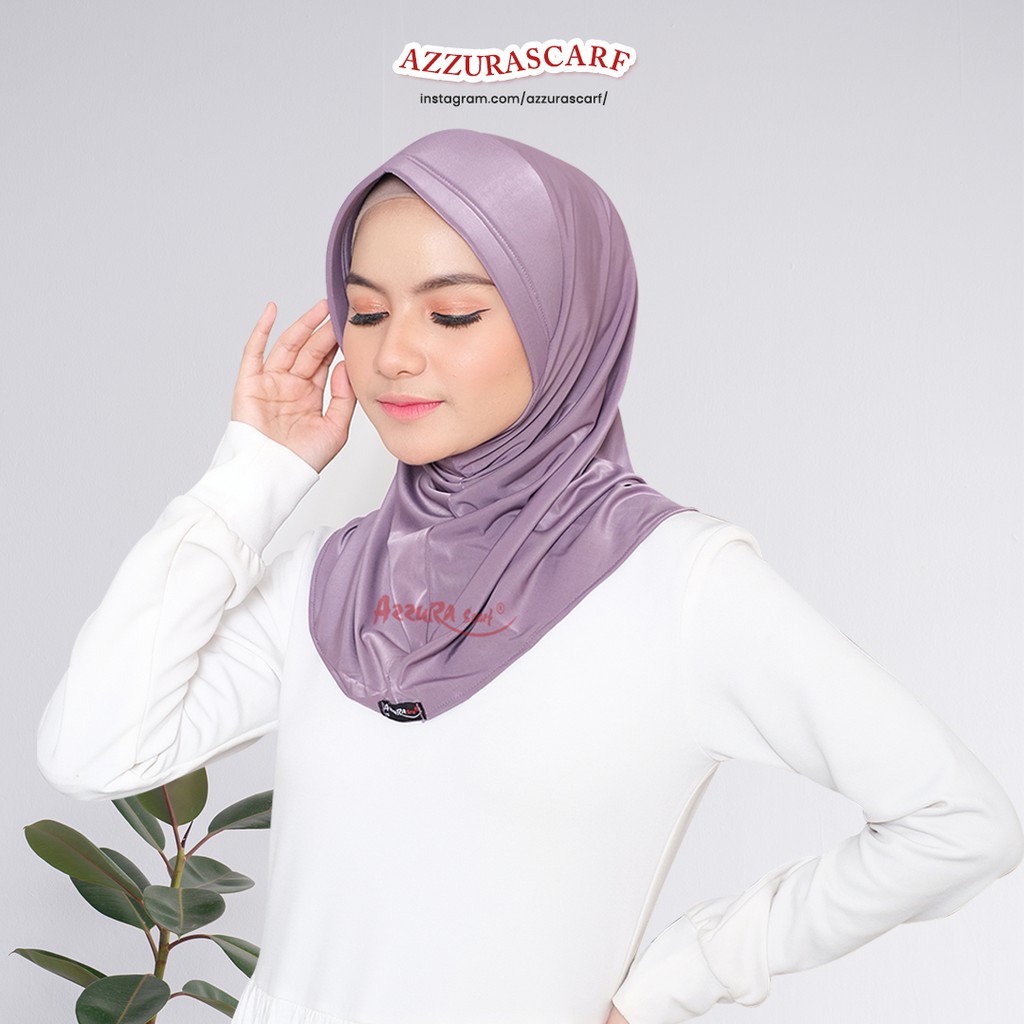 Hijab Sport Garis Dua Azzura Scarf ORIGINAL Bergo Sport Hijab Olahraga Instan