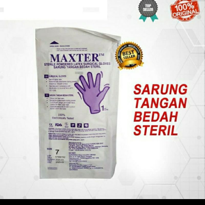 Sarung tangan bedah steril maxter 6.5/7/7.5