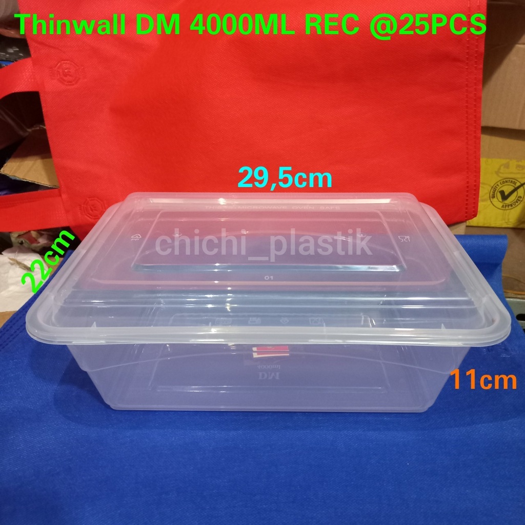 Thinwall food container 4000ml / Kotak Makan Bening / Mangkok plastik / Mangkok Bening