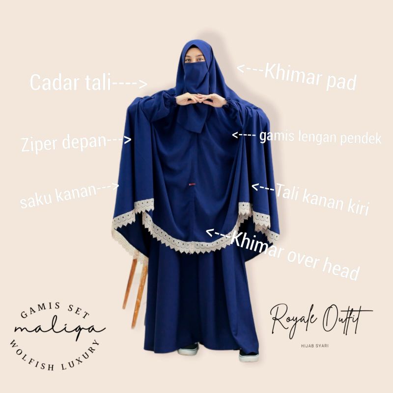 Maliqa syari|gamis syari lengan pendek Gamis set khimar|Gamis polos gamis cadar gamis akhwat gamis ori ori royale