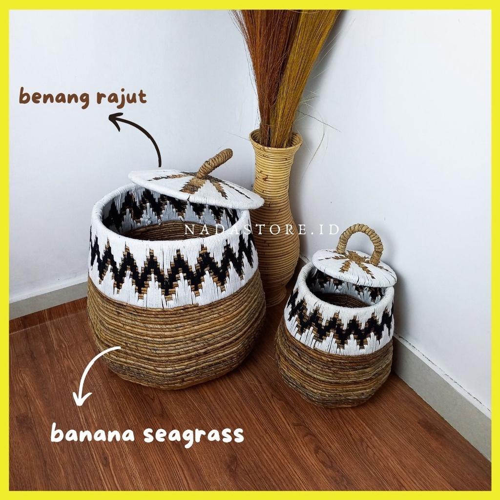 NADASTORE - LARGE WOVEN BASKET / LIDDED BASKET / KERANJANG BIG SIZE TUTUP / GUCI DISPLAY