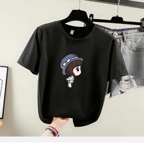 TBI T-shirt Santai Cool Cute Girl Tee Baju Sablon Kaos Cewe Bertopi Tumbl