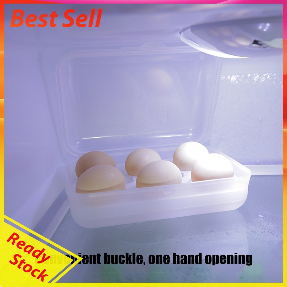 6 Slots Egg Storage Box Portable Egg Tray Container for Outdoor Camping BBQ