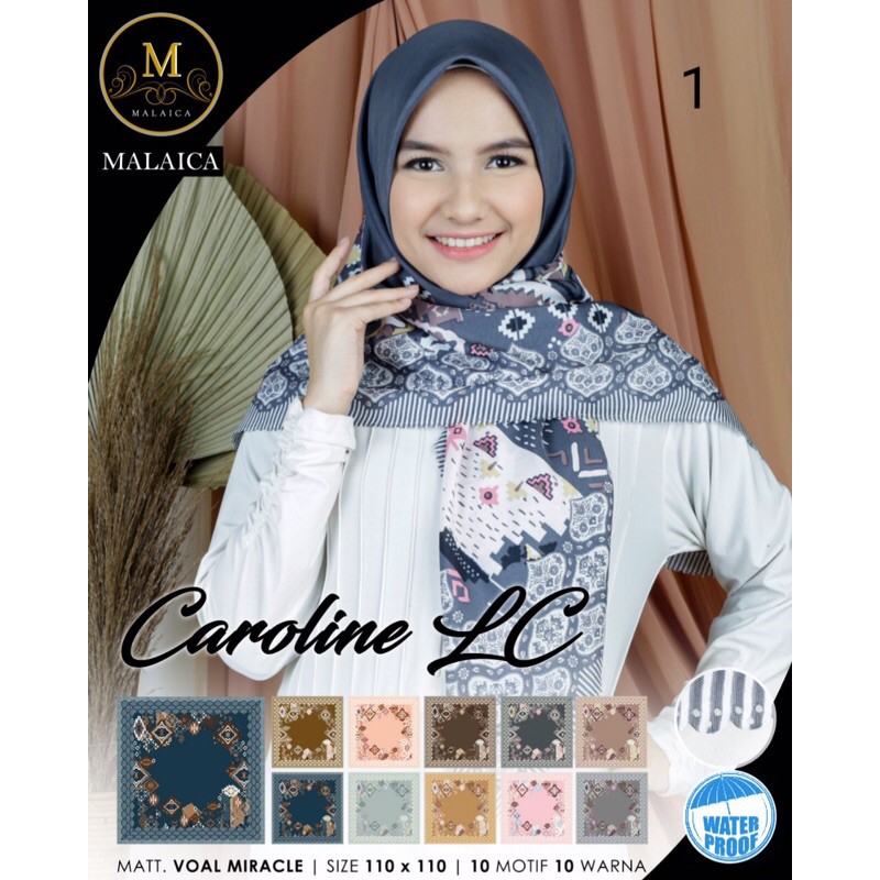 Grosir Hijab Malaica Scarf Caroline Laser Cut Waterproof Anti Air Jilbab Segi Empat Voal Miracle