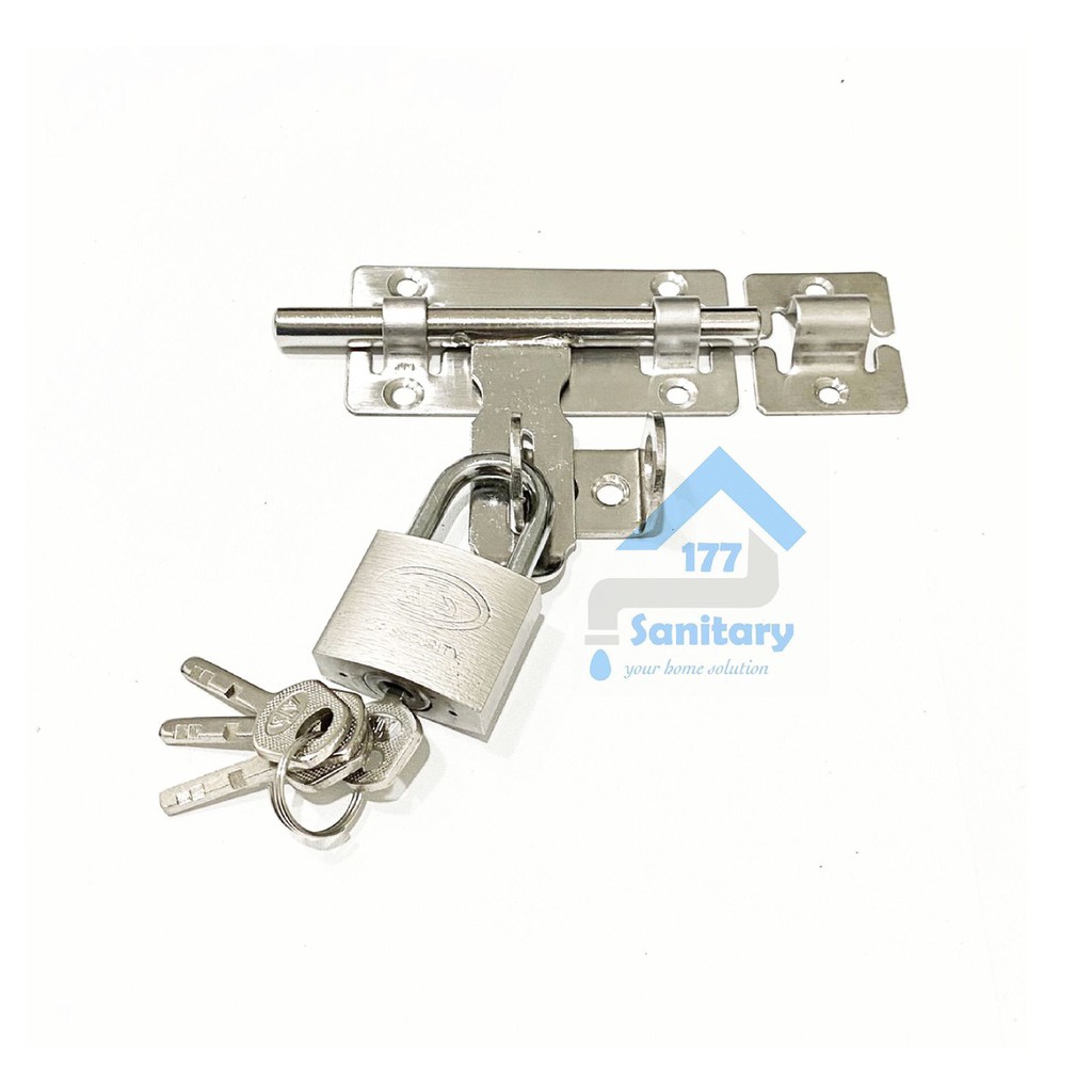 Paket overpal 4inch dan gembok 30mm- kunci grendel kos gudang selot pintu lock door kosan /i9-L51A