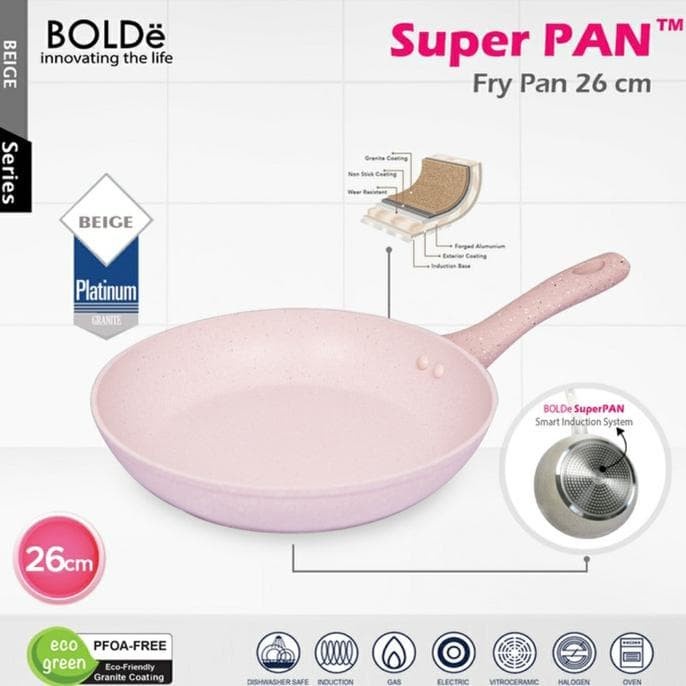 Super FRY PAN BOLDe Granite Series Wajar Penggorengan Super PAN