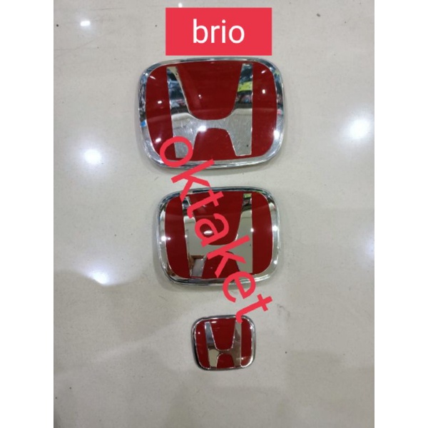 emblem / logo honda merah chrome depan belakang stir brio ori