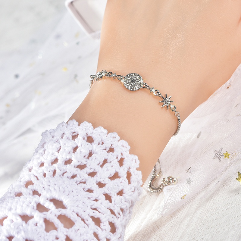 Gelang Serut Tangan Wanita Adjustable Bentuk Permata Berkilau Korea Dalika-4