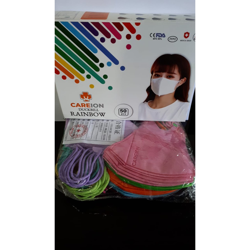 Masker Careion Duckbill Rainbow Dewasa isi 50pcs