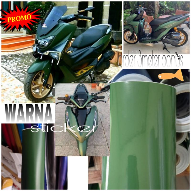 Sticker Skotlet Motor Hijau Army Sekotlet Warna Hijau Doff / Glosy Sticker Skotlite Motor Mobil Otom