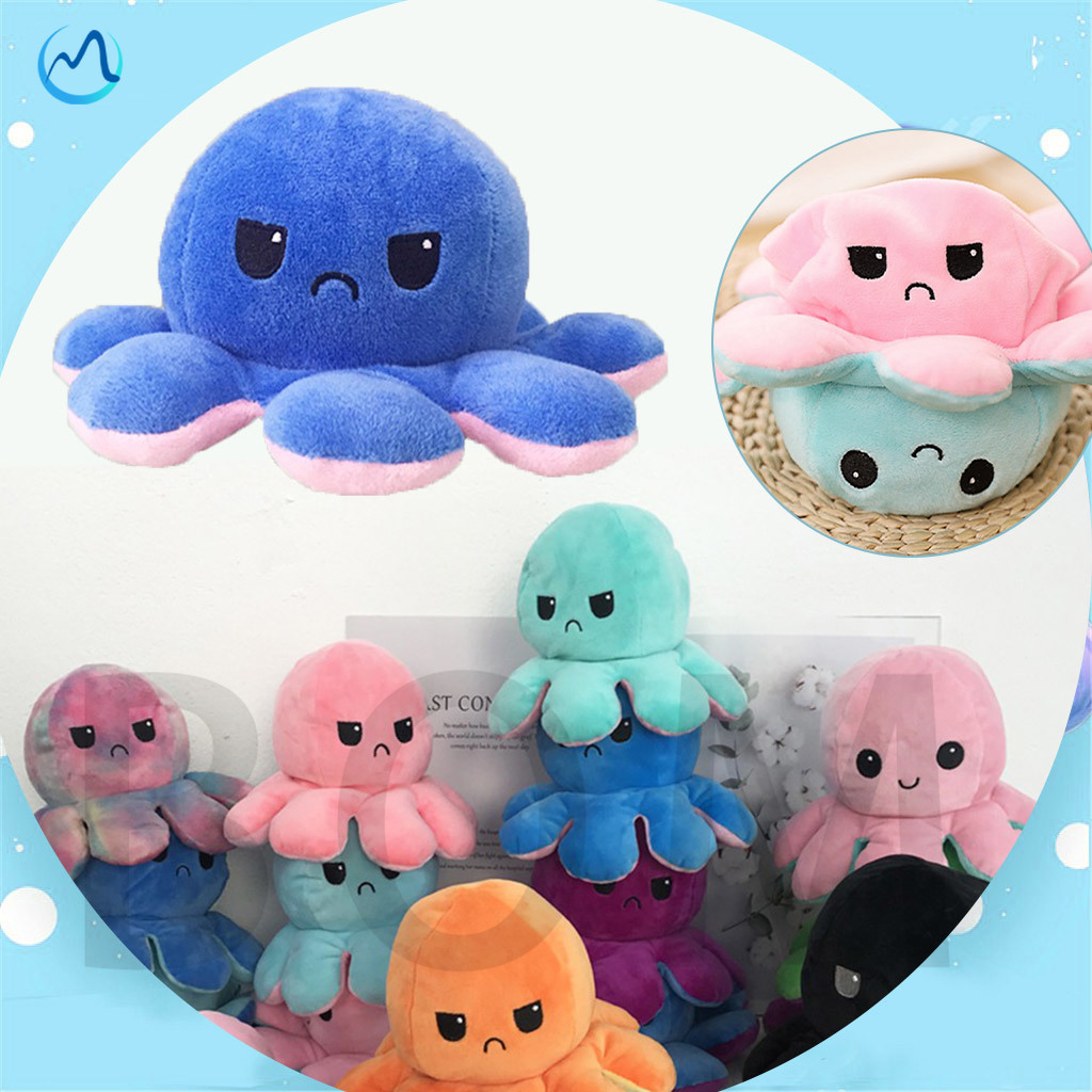 Boneka gurita octopus doll berubah bolak balik REVERSIBLE BIPOLAR TEETURTLE OCTOPUS TOY PLUSH TEETURTLE MOOD SWITCHER