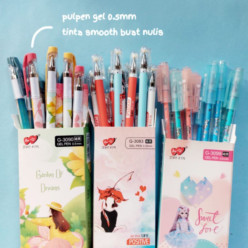 PENA PULPEN GEL KODE 07 / MOTIF GAMBAR CEWEK LUCU