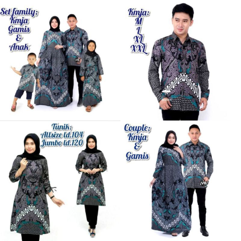 Sarimbit/couple batik keluarga sania ruffle ndoro jowi batik couple keluarga terkomplit dan terbaru