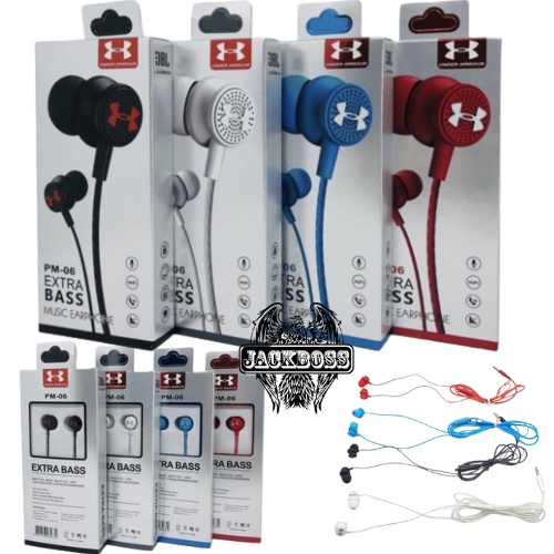 Headset JBL PM06 Stereo Super Extra Bass Handsfree Earphone Colokan Jack Audio 3.5mm