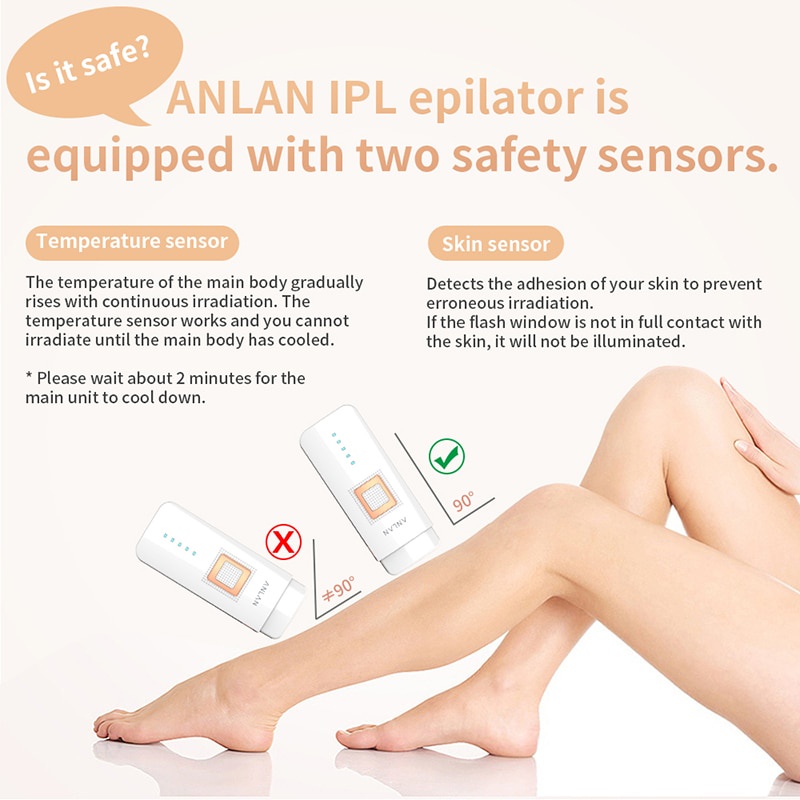 ANLAN TMY02 Laser Penghilang Bulu PERMANEN IPL Handheld Laser Epilator Depilador Facial Permanent Hair Removal Device Whole Body Laser Hair Remover Machine Advanced Electric Hair Removal For Women Face Body &amp; Bikini Trimmer KIT