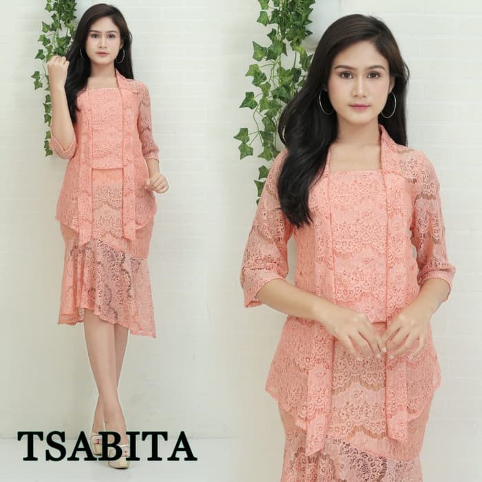 KEBAYA MODERN HIJAB REMAJA STYLE MODIS CANTIK BROKAT AURORA TWO TONE TERBARU PINK MINT SILVER BIRU I