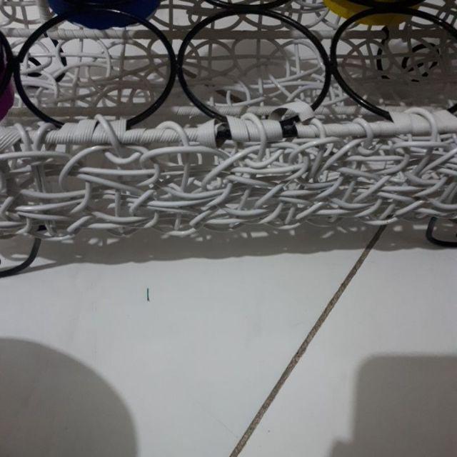 Keranjang Aqua Oval 10 Lubang Tanpa Tangkai - Keranjang Air Mineral Cup 10 Bahan Besi Rotan Sintetis