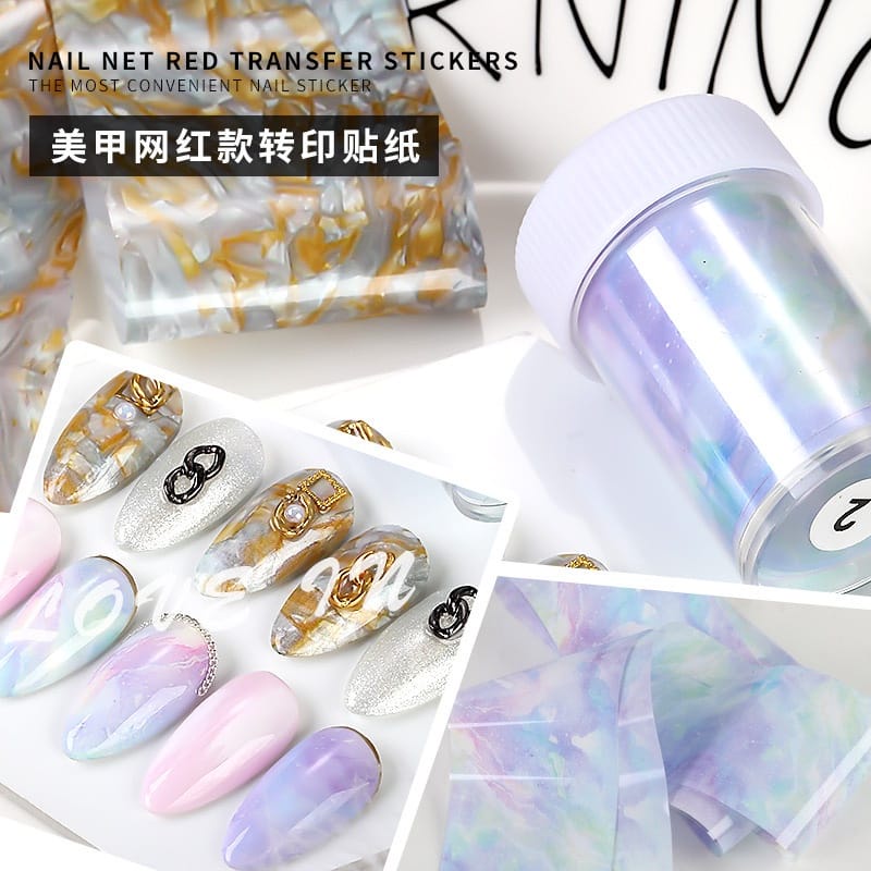 Pretty Aurora Broken Glass Foils Nail Foil Decoration / Transfer Foil Aurora Sticker Nail Art / Glass Foil