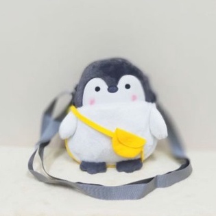 Tas Selempang Pinguin Bulu M/20cm/Tas samping/Selempang anak lucu/