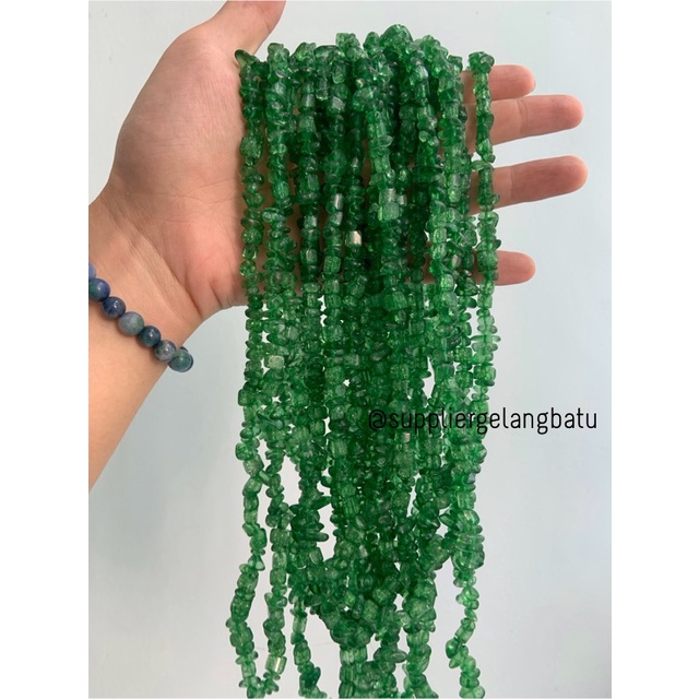 kerikil Batu soft green quartz kuarsa 1cm kilap renteng hijau muda