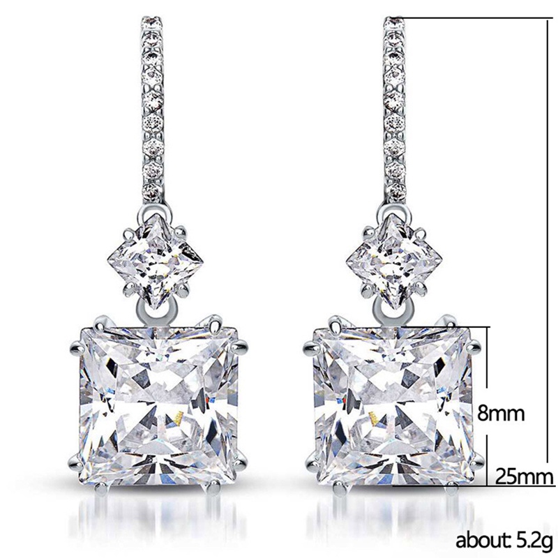 Anting Bentuk Persegi Bahan Cubic Zirconia Untuk Wanita