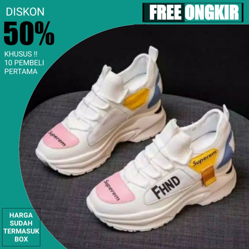SEPATU SNEAKERS WANITA PUTIH SNEAKER CEWEK PEREMPUAN REMAJA DEWASA TALI TINGGI SANTAI MURAH BG-709