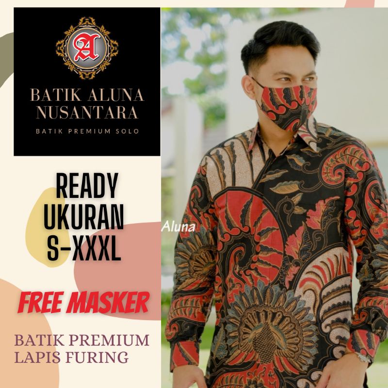 Kemeja Batik Pria Premium Lengan Panjang Lapis Furing Bahan Katun Pakaian Tradisional Budaya Nusanta