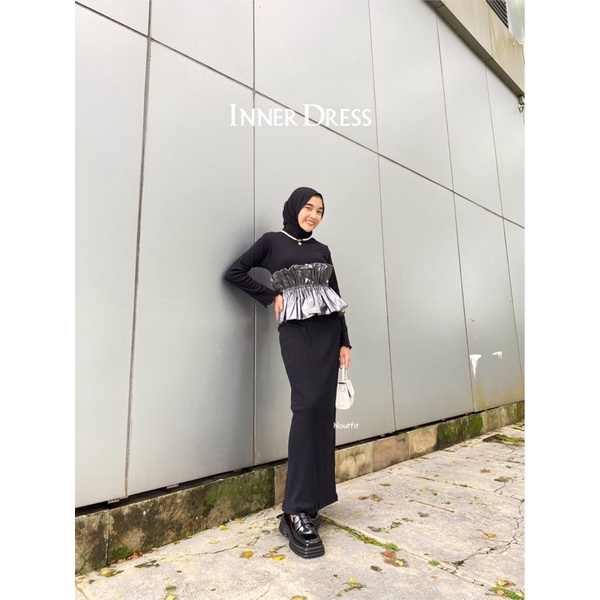 HL INNER RIB DRESS LENGAN PANJANG ATAU TANPA LENGAN (REALPICT)