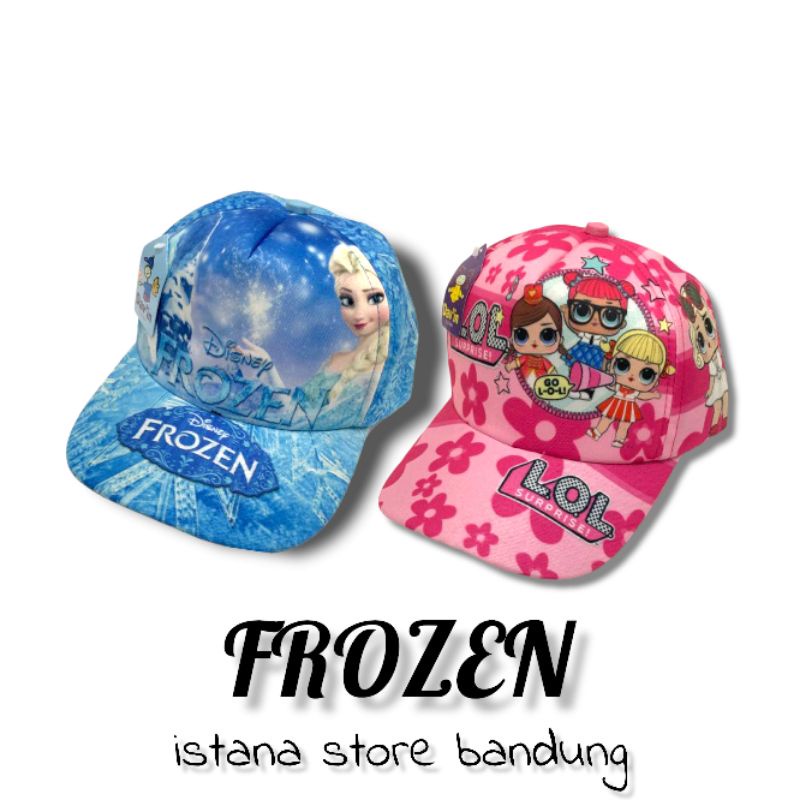 Topi frozen lol Anak Perempuan Lucu Motif Full Print