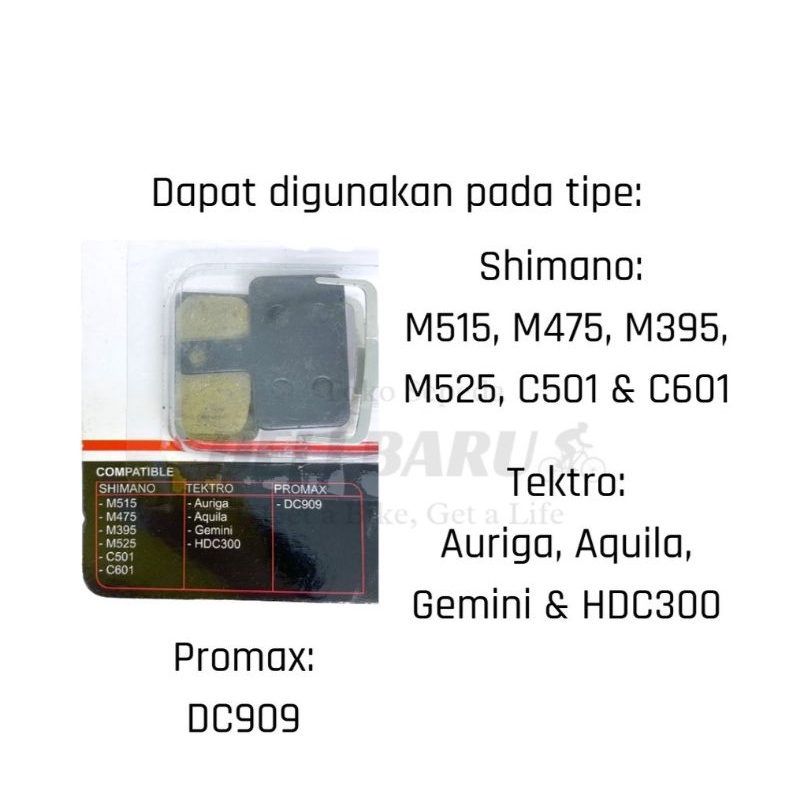 Kampas rem pacific sepeda MTB model segi untuk cakram Shimano, Tektro G503