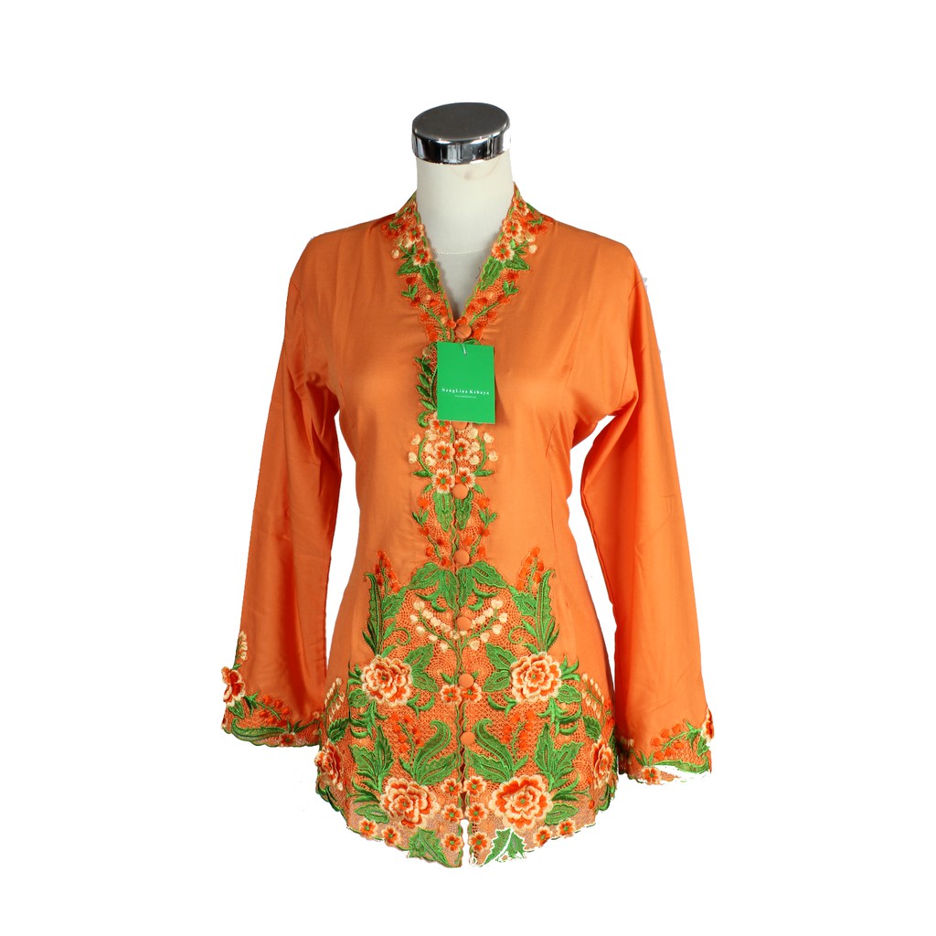 Kebaya Encim Orange Katun Panjang 773 Lumajang