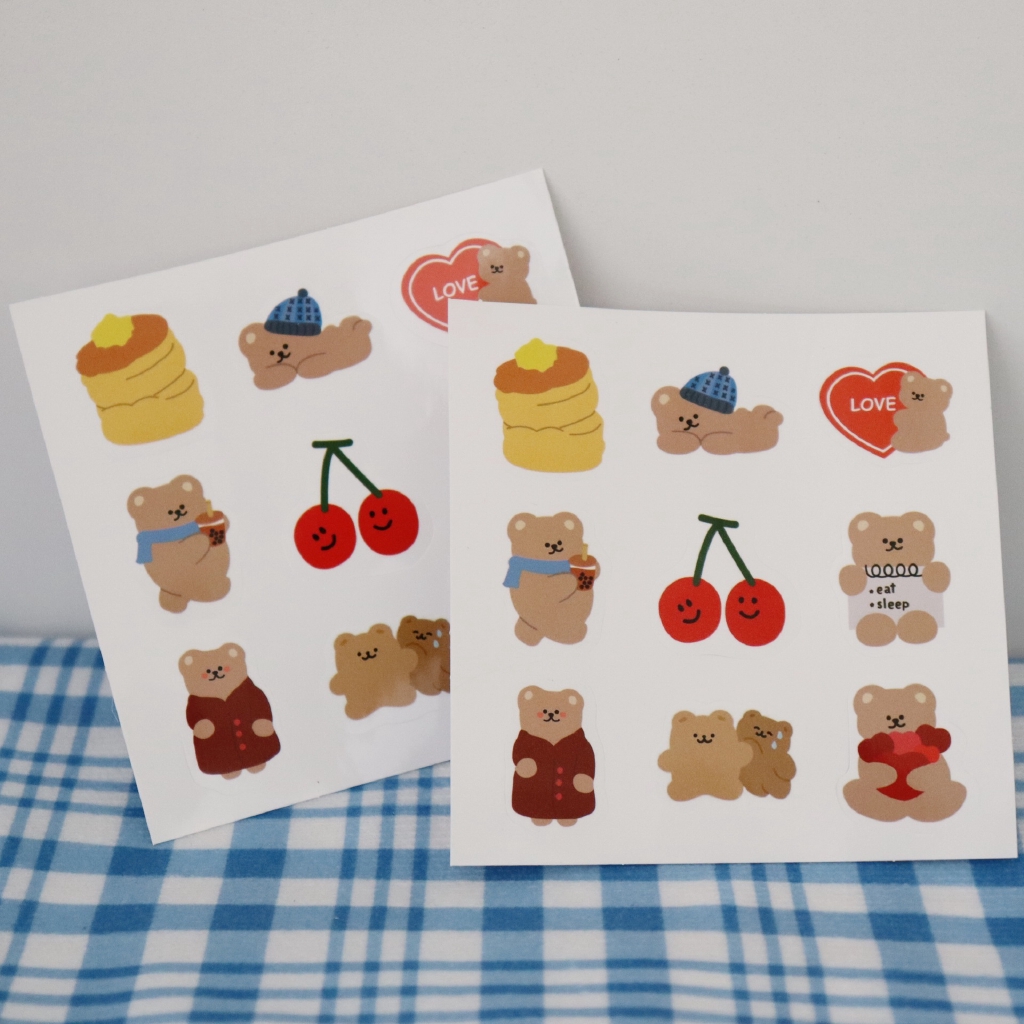 Korea ins lucu cherry bear PVC stiker akun tangan stiker ponsel tahan air komputer