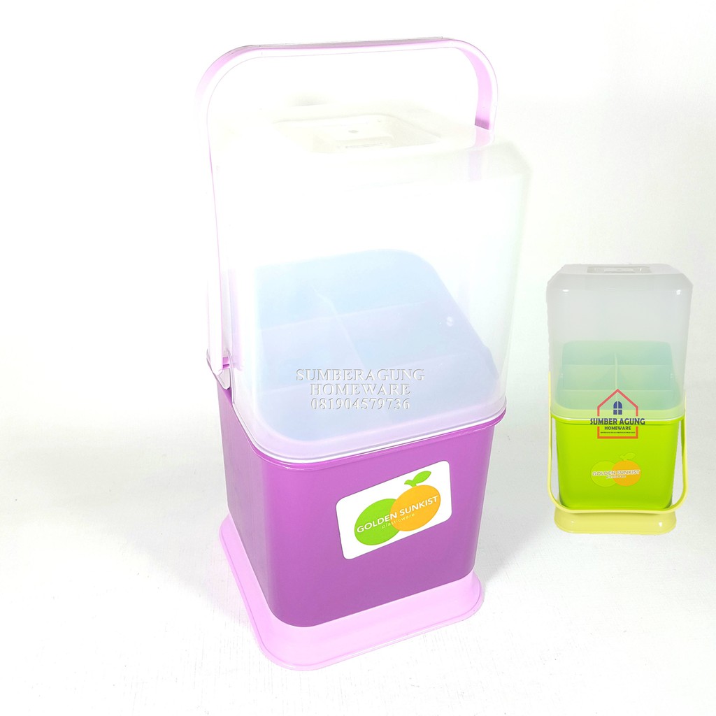 Tempat Sendok Tutup Besar Segi Sekat 6 Golden 1078