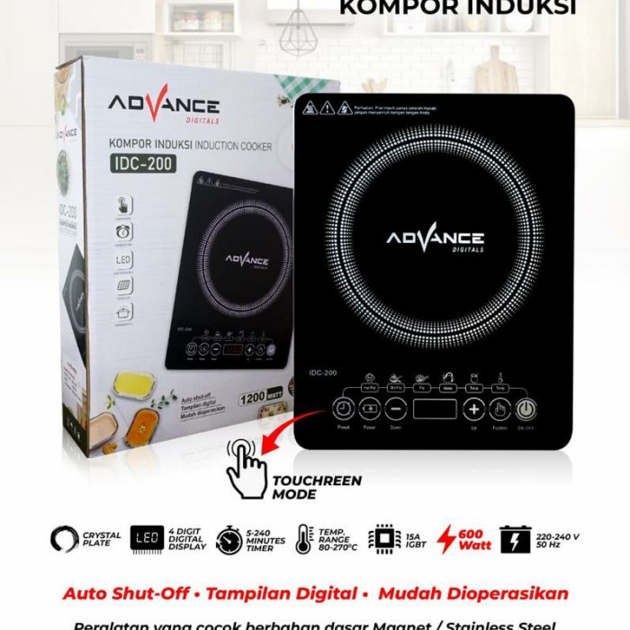 kompor listrik induksi advance idc 200 idc200 touchsreen - non bubble Termurah
