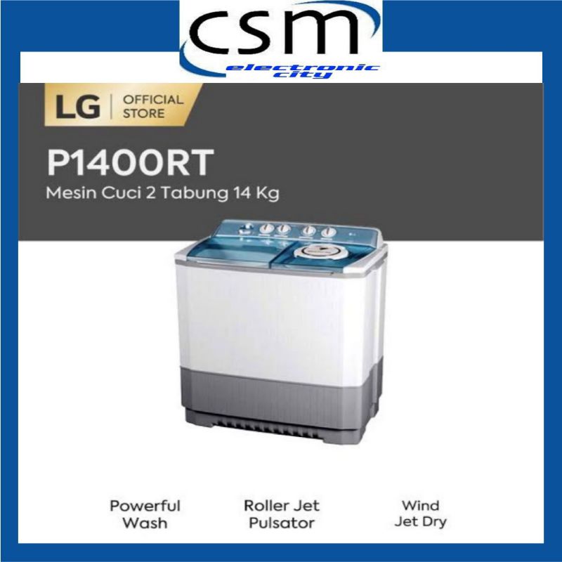 MESIN CUCI LG WP 1400 R 14KG 2 TABUNG 1400R LOW WATT