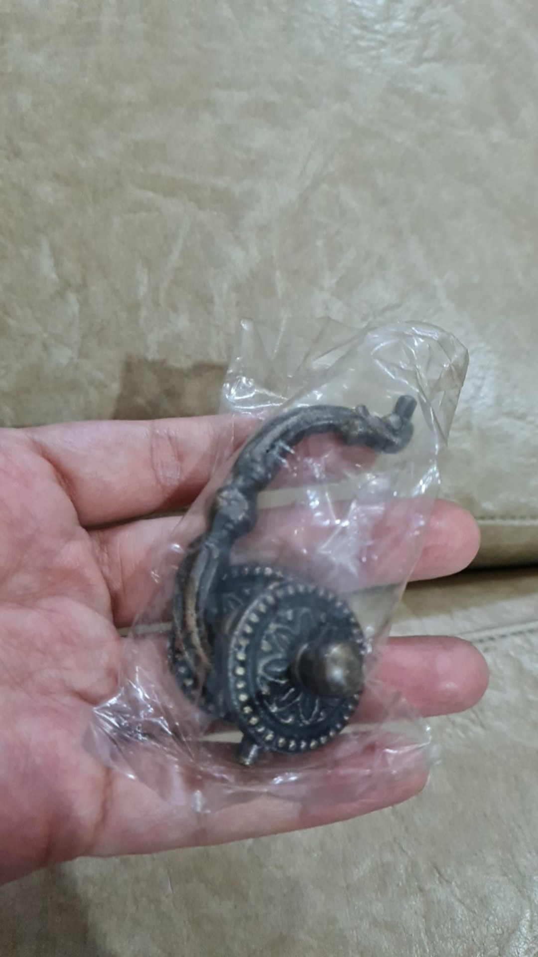 Handle Laci / Tarikan Laci / Gagang Laci Kuningan Antik Arsip Ukir