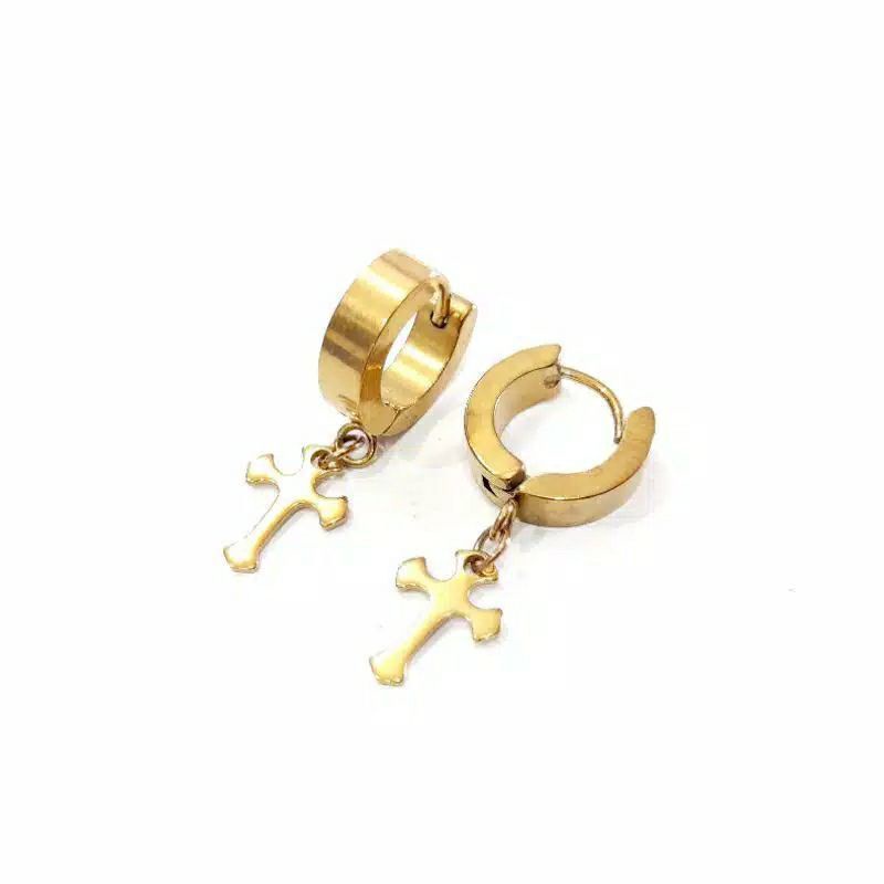 Anting Klip jurai salib titanium import antikarat Anting Salib Pria Wanita Titanium impor Antikarat Fashion Rohani Salib Impor