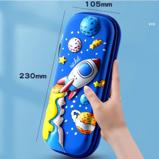 Tempat Pensil Kotak Pensil Anak Karakter Astronot unicorn 3D Waterproof CS02