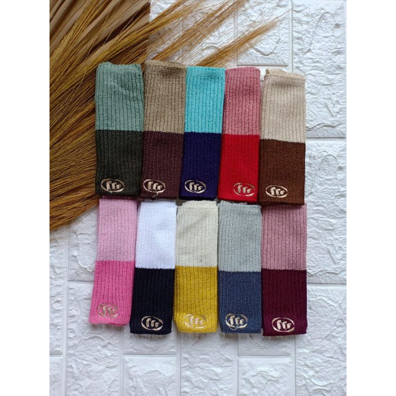 (PREMIUM)2 WARNA POLOS • Inner rajut berlabel•Ciput anti pusing• Bandana rajut