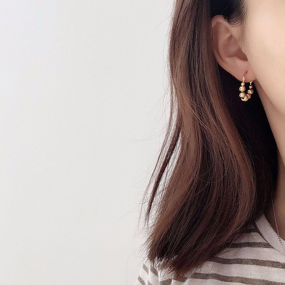 Needway Hoop Earring Hadiah French Gold Color Korea Warna Perak Alloy Ear Stud