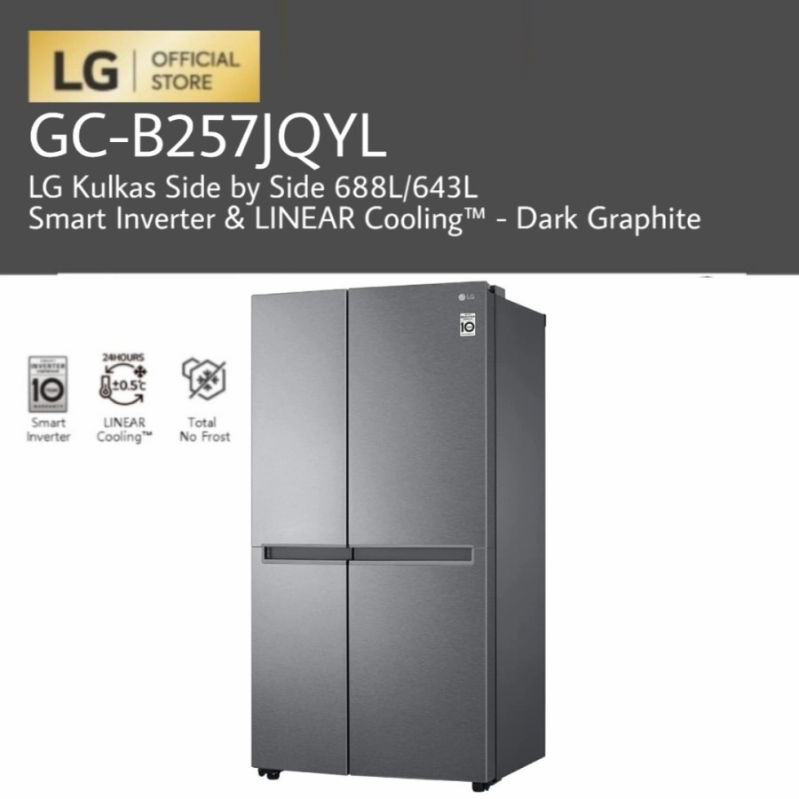 LG GC-B257JQYL / GCB257JQYL Kulkas Side by Side 688L Smart Inverter