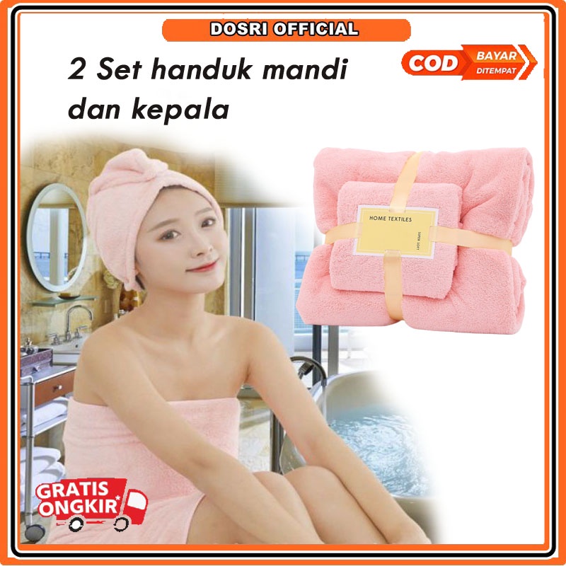 [BISA COD] 2 Set Handuk Mandi Bulu Karang Tebal Lembut Menyerap