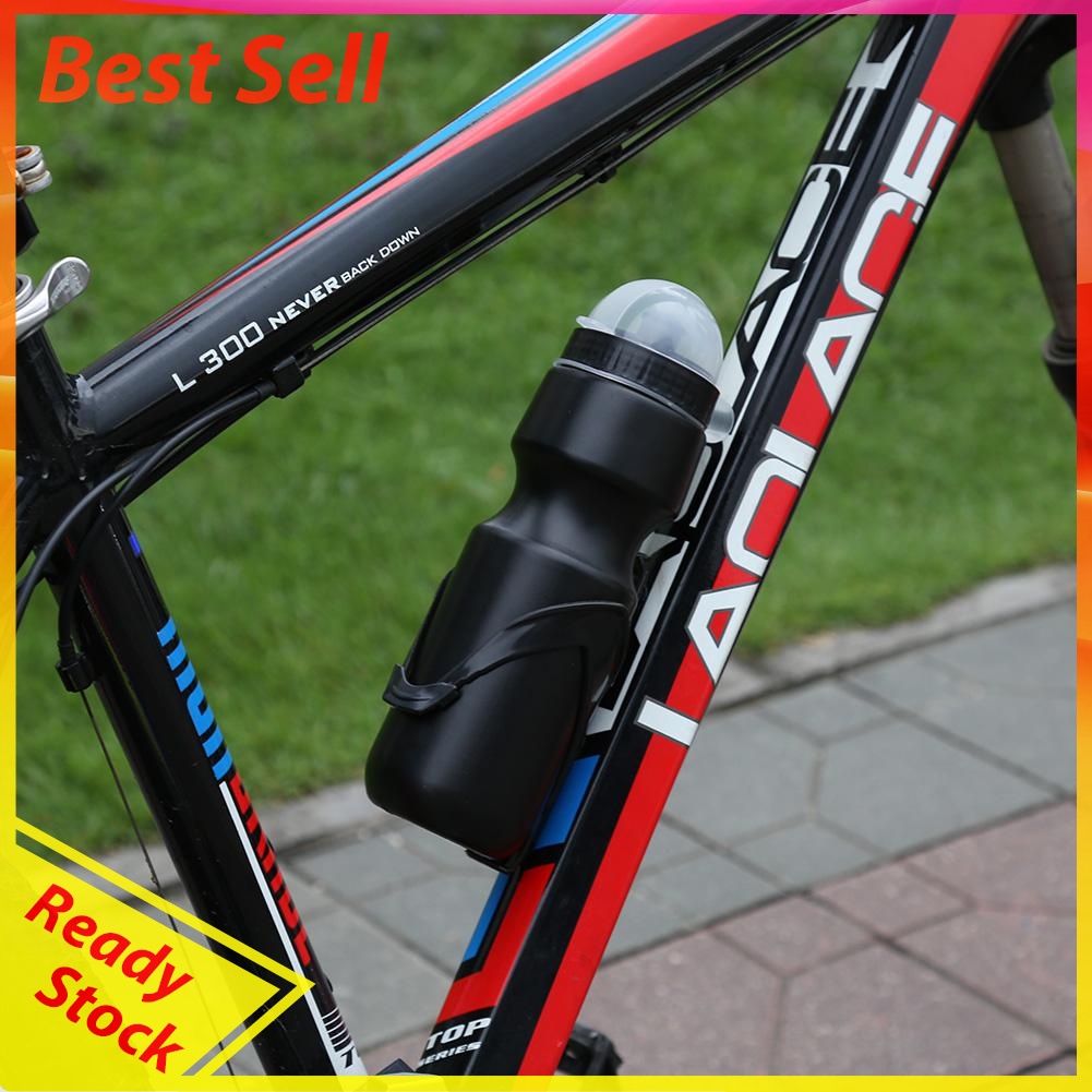 650ml Mountain Bike Bicycle Water Bottle+Holder Cage Mount Screw (Black)