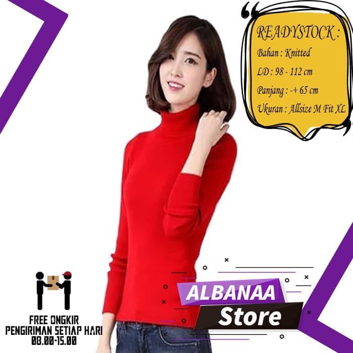 Blouse Wanita Putih Korea Jumbo Big Size XL Turtleneck