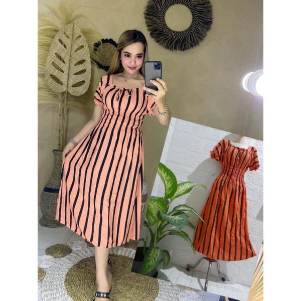 daster smok salur/dress smok garis