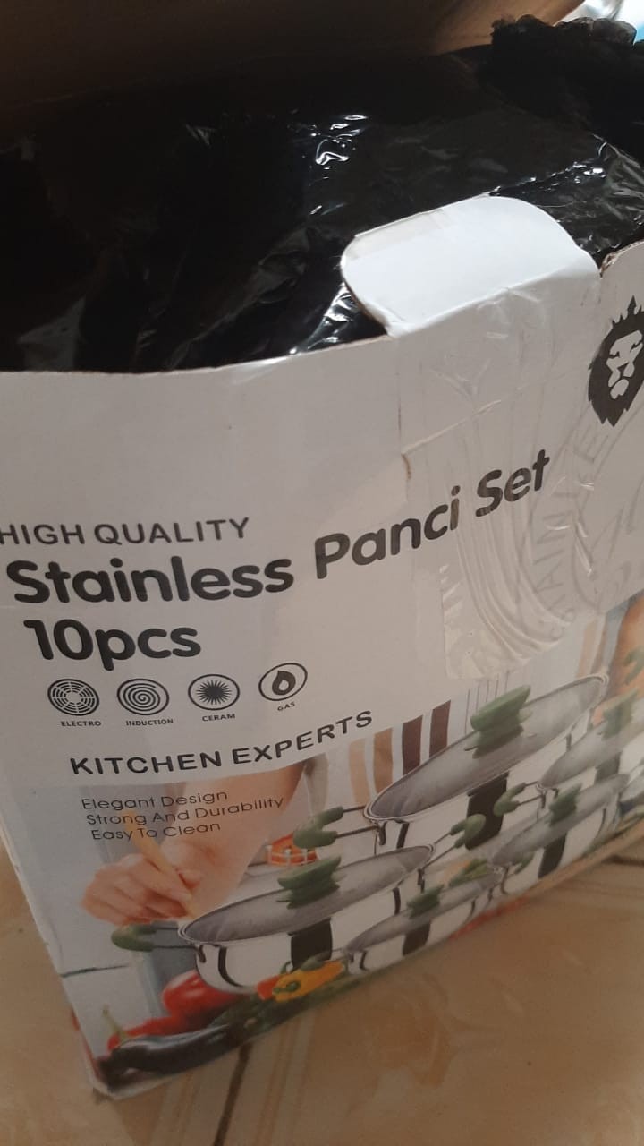 Panci Stainless 10 Pcs Set + Tutup Kaca Ndo  Tri J